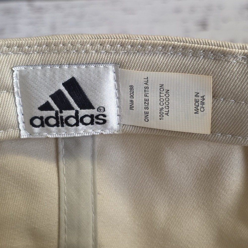 Adidas Oval Logo Beige Ball Cap Hat Adjustable Baseball Dad 90s Strap Back - Picture 8 of 8
